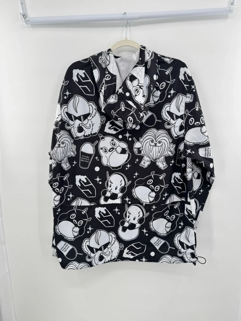 Future Fantasy Delight Printed Half Zip Windbreaker Hoodie Lightweight XL